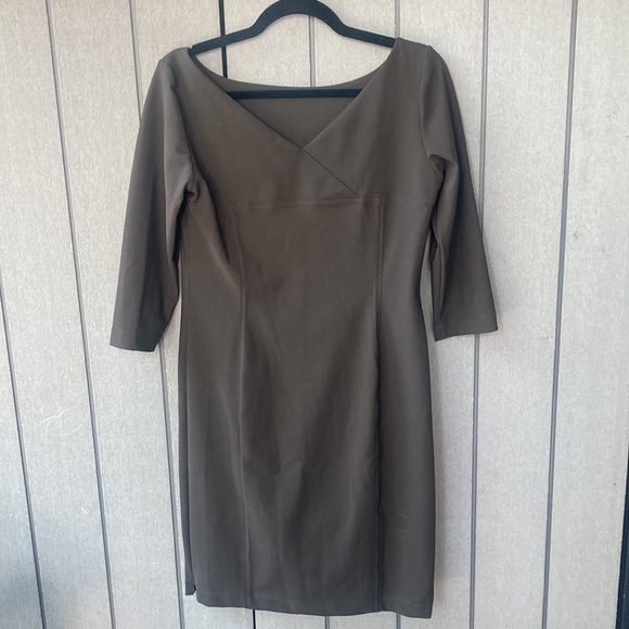 SARAH PACINI taupe grey stretch dress, size medium - Picture 4 of 6